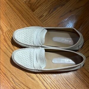 Vaneli White Leather Flats with Perforated Design (Used/No box)